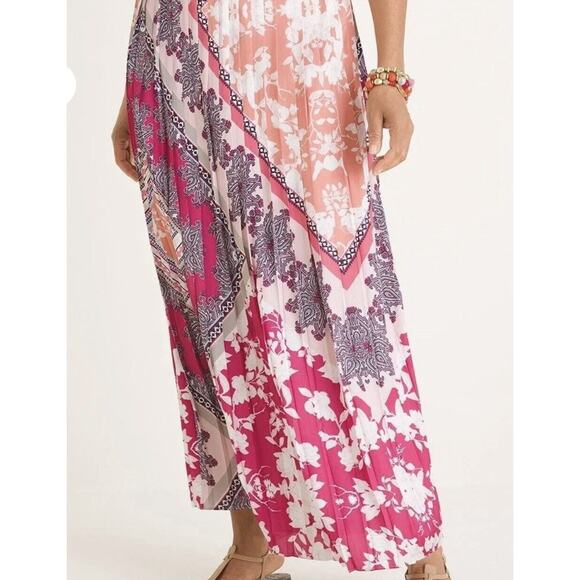 Chicos Pleated Maxi Sz 4, 6 Women’s Lined Floral Paisley Career Casual Skirt - Picture 1 of 9